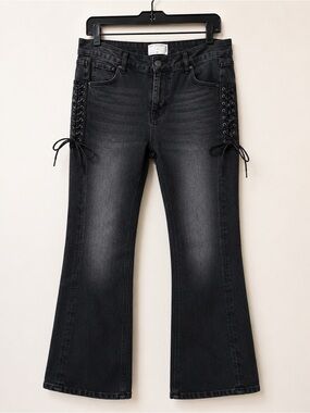 ASOS Black Bootcut Jeans with Side Lace-Up